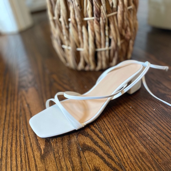 White Block Heel Sandals - Picture 4 of 5